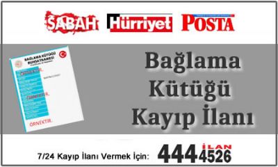 Bağlama Kütüğü Ruhsatı Kayıp İlanı