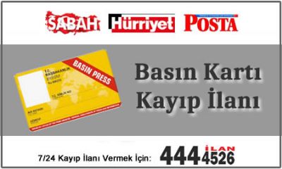 Basın Kartı Kayıp İlanı
