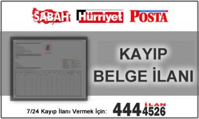 Belge Kayıp İlanı