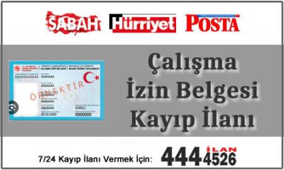 Çalışma İzin Belgesi Kayıp İlanı