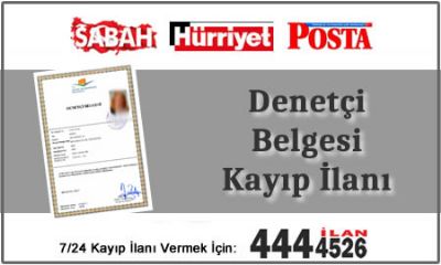 Denetçi Belgesi Kayıp İlanı