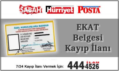 EKAT Belgesi Kayıp İlanı