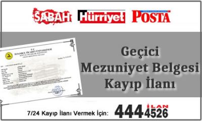 Geçici Mezuniyet Belgesi Kayıp İlanı