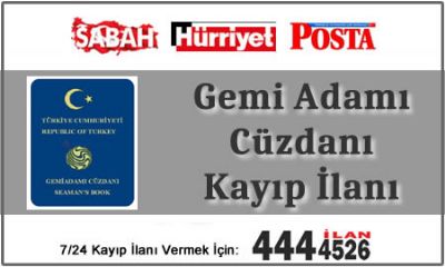 Gemi Adamı Cüzdanı Kayıp İlanı