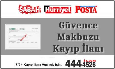 Güvence Makbuzu Kayıp İlanı