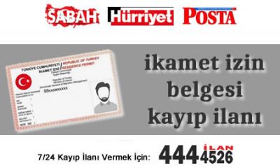 İkamet izin belgesi kayıp ilanı