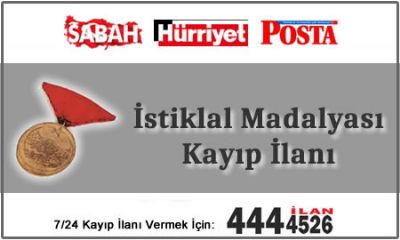 İstiklal Madalyası Kayıp İlanı