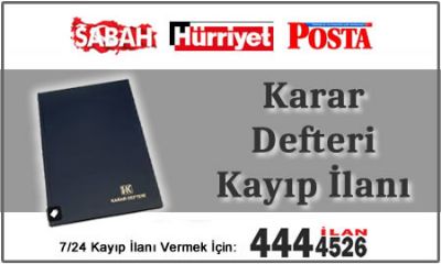 Karar Defteri Kayıp İlanı