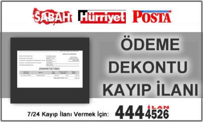Ödeme Dekontu Kayıp İlanı