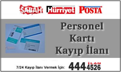 Personel Kartı Kayıp İlanı