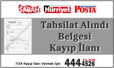 Tahsilat Alındı Belgesi Kayıp İlanı