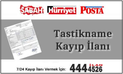 Tasdikname Kayıp İlanı