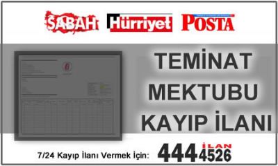 Teminat Mektubu Kayıp İlanı